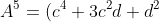 A^5 = (c^4 + 3c^2d + d^2)A + (c^3d + 2cd^2)I